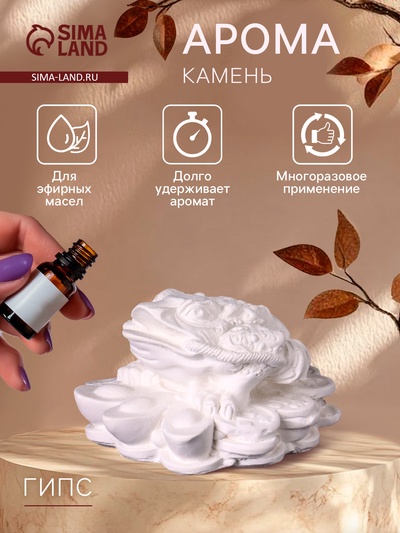 Аромакамень для эфирных масел «Фигурка. Жаба на деньгах», для шкафа, гипс, 7×4×3 см