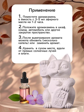 Аромакамень для эфирных масел «Фигурка. Кот фэншуй», для шкафа, гипс, 7×5×5 см