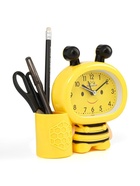 УЦЕНКА Будильник «Пчела», с карандашницей, дискретный ход, d=9 см, 14.5×14 см, жёлтый - Фото 1