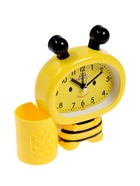 УЦЕНКА Будильник «Пчела», с карандашницей, дискретный ход, d=9 см, 14.5×14 см, жёлтый - Фото 4