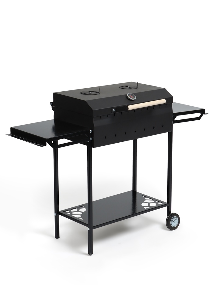 Мангал GrilMe MAX, 115×35×83 см, сталь 2 мм, термометр, 2 полки, колёса - Фото 1
