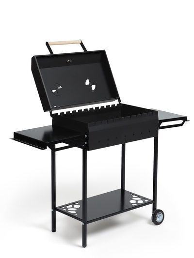 Мангал GrilMe MAX, 115×35×83 см, сталь 2 мм, термометр, 2 полки, колёса