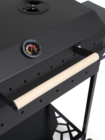 Мангал GrilMe MAX, 115×35×83 см, сталь 2 мм, термометр, 2 полки, колёса