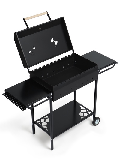 Мангал GrilMe MAX, 115×35×83 см, сталь 2 мм, термометр, 2 полки, колёса