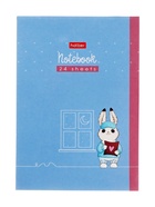 Блокнот А6, 24 листа в клетку на скобе, Hatber «Весёлые хвостики», обложка мелованная бумага, Микс 10881867