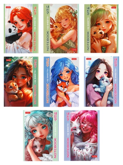 Блокнот А6, 32 листа в клетку на скобе Hatber «Милый друг», обложка мелованная бумага, глянцевая ламинация, блок офсет, МИКС 8 видов