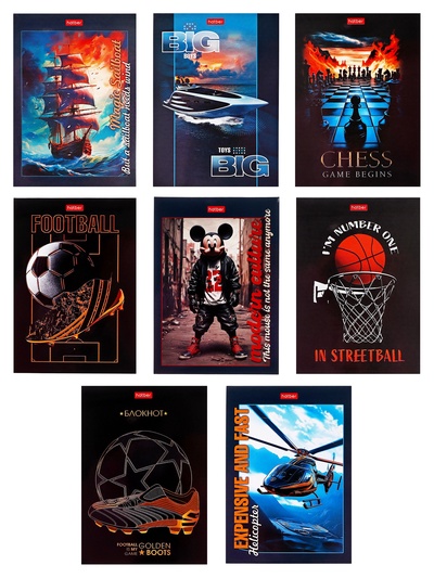 Блокнот А6, 24 листа в клетку на скобе Hatber «Для мальчиков», обложка мелованная бумага, глянцевая ламинация, блок офсет, МИКС 6 видов