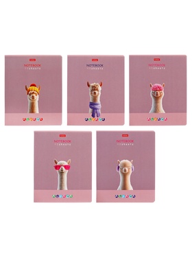 Тетрадь 48л кл "ALPACA", обл мел карт, скругл углы, лам Soft-touch, офс 60-65г/м², 5В МИКС 10881894
