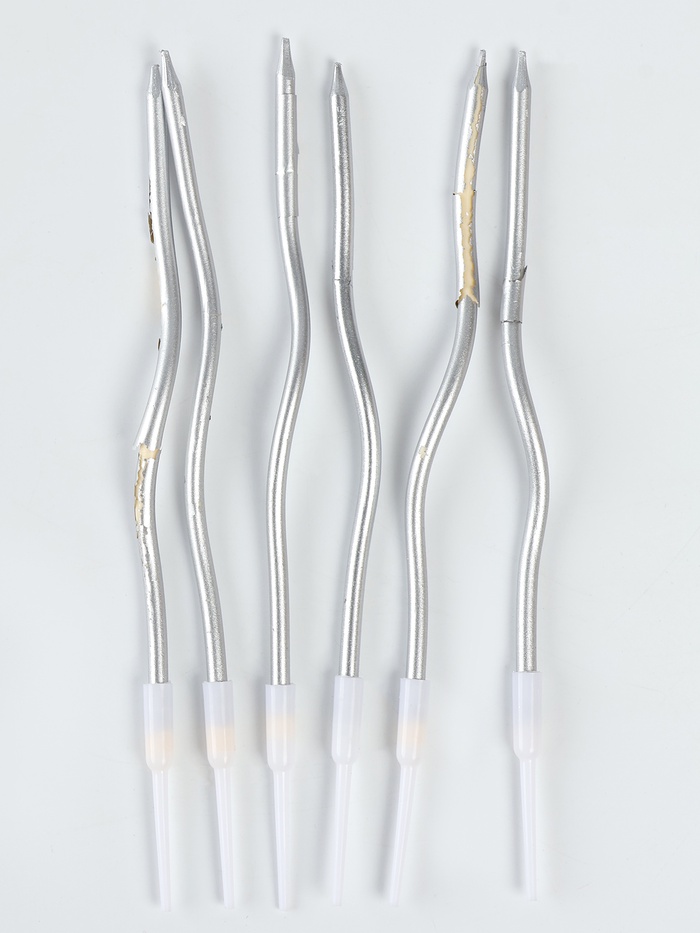 УЦЕНКА Свечи для торта «Серпантин» 6 шт., коктейльные, серебристые - Фото 1