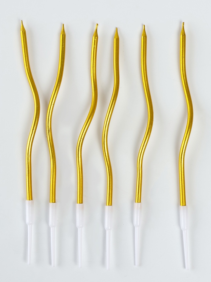 УЦЕНКА Свечи для торта «Серпантин» 6 шт., коктейльные, золото - Фото 1