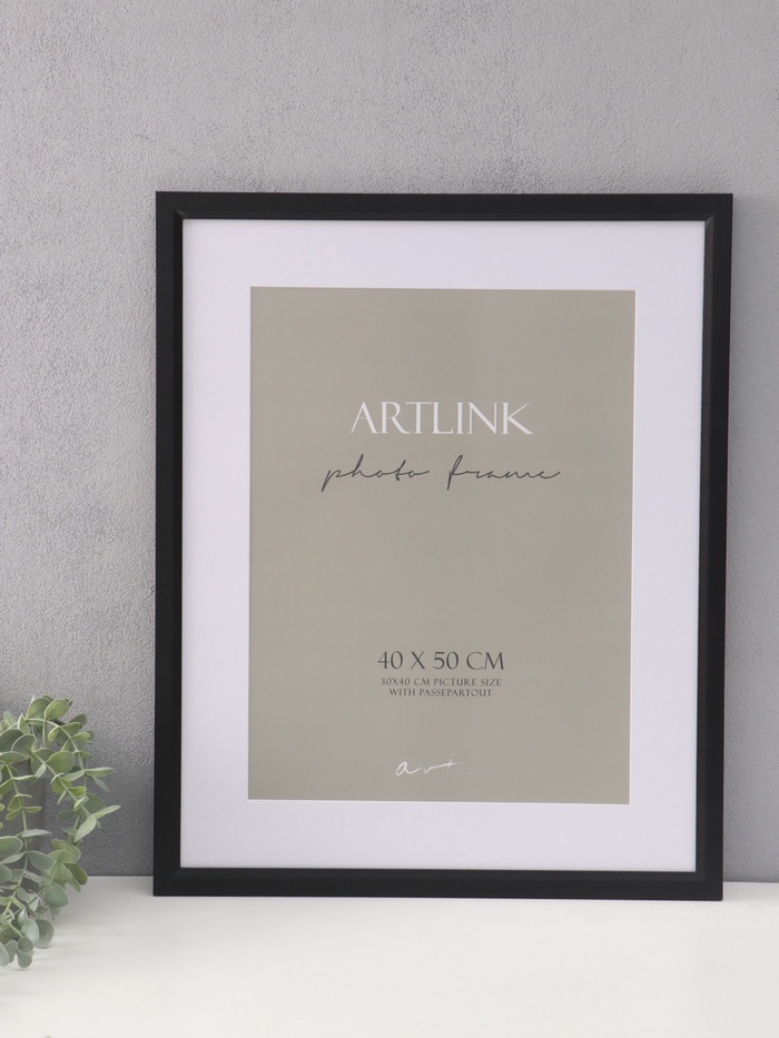 Фоторамка для фото 40×50 см, с паспарту (30×40 см), Anna, МДФ, чёрный (пластиковый экран)