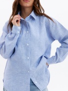 Рубашка женская MINAKU oversize в полоску, белая, голубая, размер 44 - Фото 3