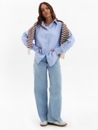 Рубашка женская MINAKU oversize в полоску, белая, голубая, размер 44 - Фото 4