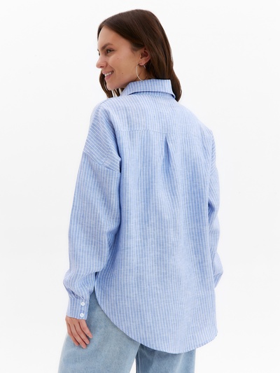 Рубашка женская MINAKU oversize в полоску, белая, голубая, размер 44