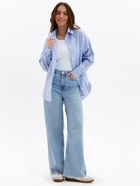 Рубашка женская MINAKU oversize в полоску, белая/голубая, размер 44 - Фото 5