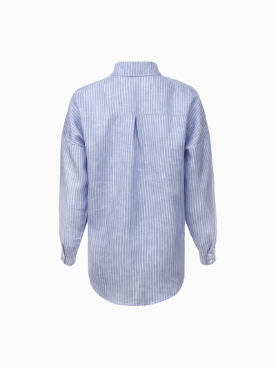 Рубашка женская MINAKU oversize в полоску, белая, голубая, размер 44