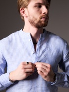 Рубашка мужская MINAKU в полоску, размер 50, белая, голубая - Фото 5