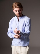 Рубашка мужская MINAKU в полоску, размер 52, белая, голубая - Фото 6