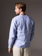 Рубашка мужская MINAKU в полоску, размер 52, белая, голубая - Фото 7