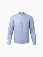 Рубашка мужская MINAKU в полоску, размер 52, белая, голубая - Фото 8