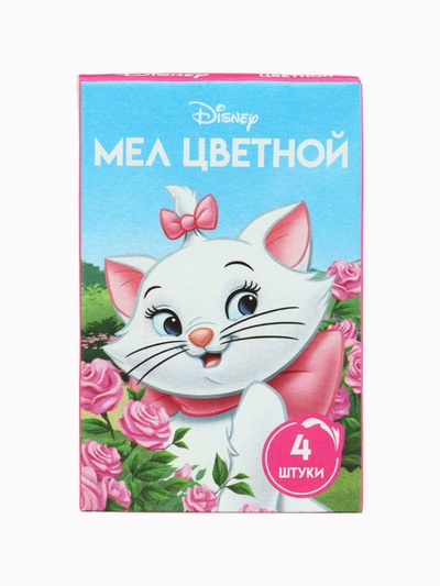 Мелки цветные для асфальта и школьной доски, 4 шт., Коты, прямоугольные
