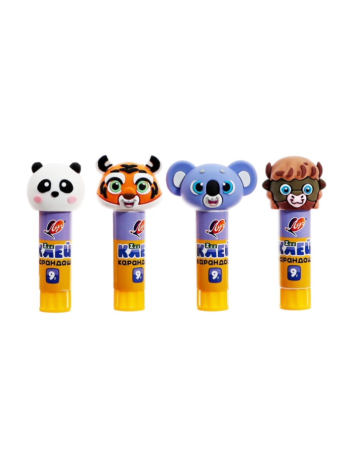 Клей-карандаш PVP Луч ZOO, фигурный колпачок, МИКС, 9 г - Фото 1