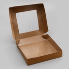 Контейнер на вынос, с окном, крафт, 20 х 20 х 4 см (комплект 7 шт) - фото 39013516
