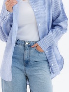Рубашка женская MINAKU oversize в полоску, белая, голубая, размер 46 - Фото 7