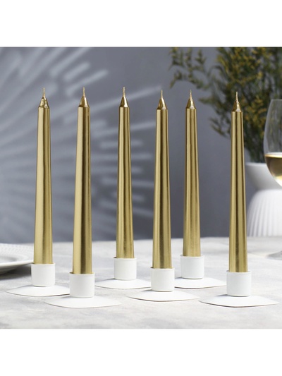 УЦЕНКА Набор свечей античных, 1.9×20 см, 6 шт., золотой металлик