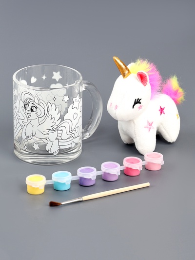 Кружка под раскраску «Пони», в наборе с игрушкой