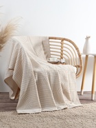 Плед «Этель» Cotton, 150×240 см, бежевый, хлопок 100% - Фото 1