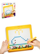 УЦЕНКА Магнитный планшет для рисования «Пуговки», большой, 10 трафаретов, 266 ячеек, 126 пуговок - Фото 1