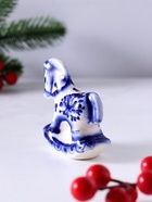 Фигурка фарфор гжель «Конь-качалка», 7×7×2.5 см, бело-синий - фото 809238970