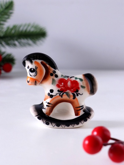 Фигурка фарфор гжель «Конь-качалка», 7×7×2.5 см, цветной