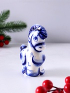Фигурка фарфор гжель «Конь глядит», 9×7×3.5 см, бело-синий - фото 6419776