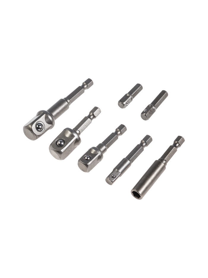 УЦЕНКА Набор адаптеров для бит и торцевых головок ТУНДРА, 1/4" 3/8" 1/2", 25 - 70 мм, 7 шт. - Фото 1