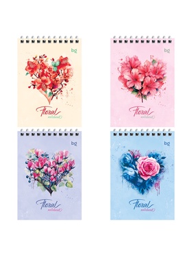 Блокнот А6, 40 листов в клетку, Floral notebook, на гребне, МИКС 10884587