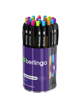 Ручка шариковая автоматическая, Berlingo ColorZone 2, 0.7 мм, синяя, МИКС 10884589