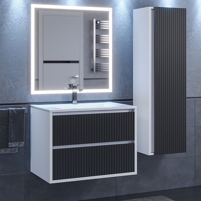 Тумба с раковиной Uperwood Next Premium 70, 2 ящика, 550×450×694 мм, цвет белый/графит