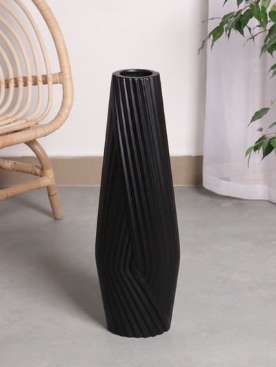 Ваза напольная «Айко», 58×13 см, керамика, чёрная