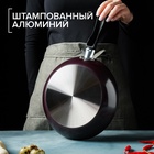 УЦЕНКА Сковорода Доляна Promo, d=24 см, h=4 см, пластиковая ручка, антипригарное покрытие, алюминий, бордовая - Фото 3