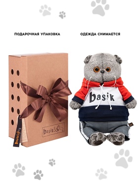 Мягкая игрушка «Кот Басик» в костюме в стиле спорт-шик, 22 см