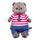 Мягкая игрушка «Кот Басик» в полосатой футболке с якорем, 19 см - Фото 1
