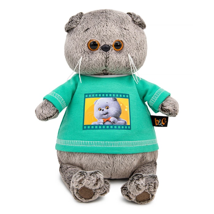 Мягкая игрушка «Кот Басик» в лонгсливе с принтом, 19 см - Фото 1