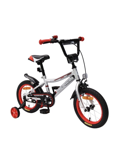 Велосипед детский AVENGER SUPER STAR, диаметр колёс 14", со съёмными колёсами, серебристый