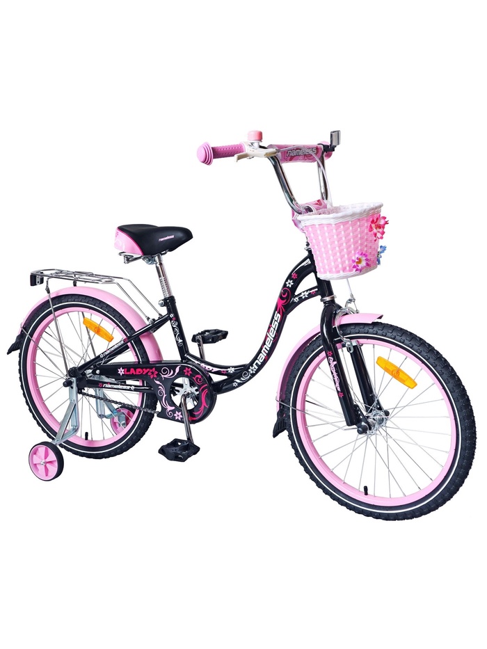 Велосипед детский Nameless LADY, диаметр колёс 20", со съёмными колёсами, с корзиной, чёрный - Фото 1