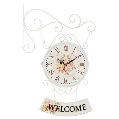 УЦЕНКА Часы настенные интерьерные WELCOME, двусторонние, на подвесе, 47×31 см, d=23 см, от батареек 2×АА