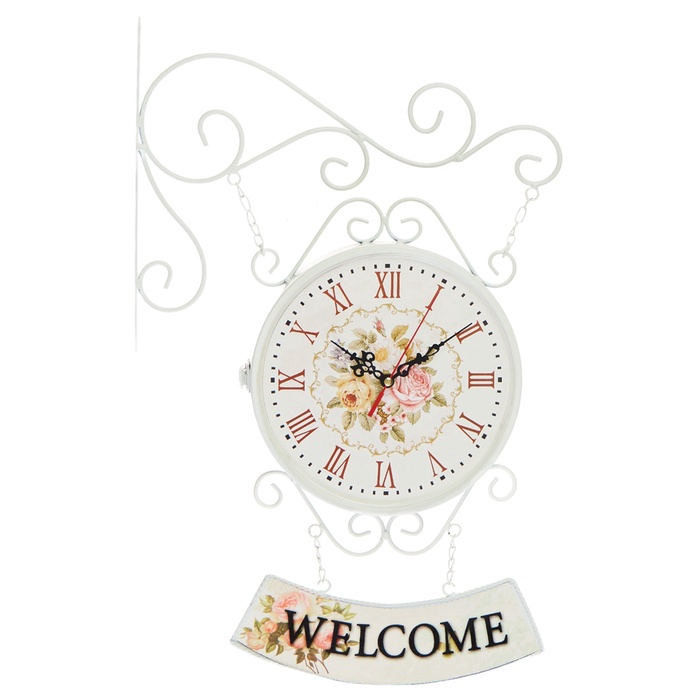 УЦЕНКА Часы настенные интерьерные WELCOME, двусторонние, на подвесе, 47×31 см, d=23 см, от батареек 2×АА - Фото 1