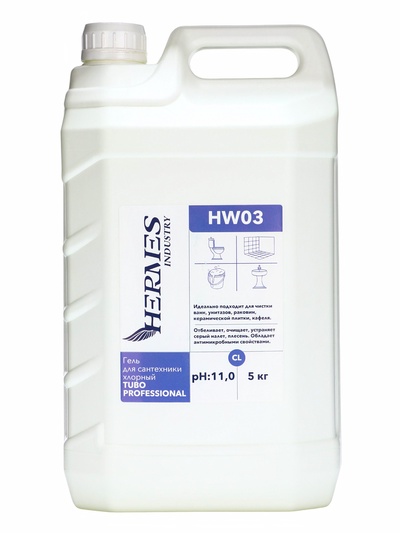 Гель для сантехники хлорный HERMES INDUSTRY: Professional HW03, 5 кг