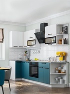 Кухонный гарнитур угловой «Техно», 900×2700 мм, цвет белый снег софт МДФ/атлантик софт МДФ - Фото 1